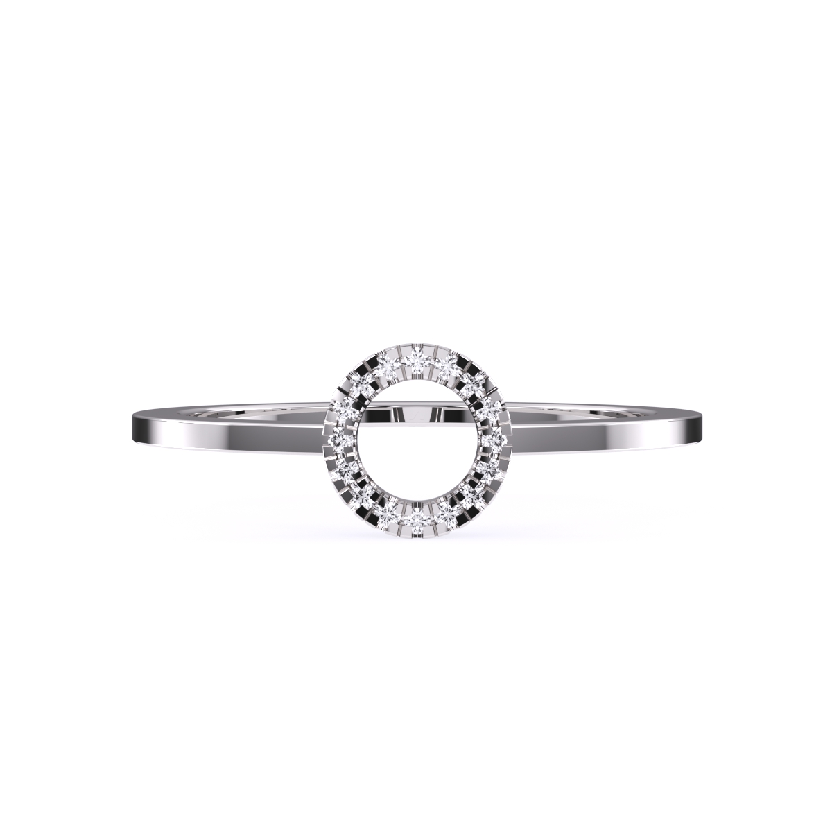 Unique Open Circle Round Diamond Ring